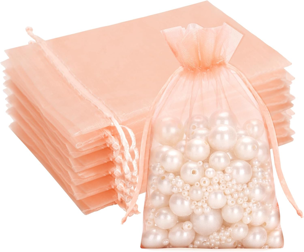 Pfirsichrosa OrganzasäCkchen 10X15Cm: 50 StüCk Geschenk Organzabeutel, Organza-B-image