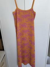 Zara Women’s Long Dress Maxi Bright Pink and Orange Floral Design S EUC Summer