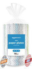 Amazon Basics Ultra Paper Plates, 6.87", Disposable, 600 Ct 2x300 