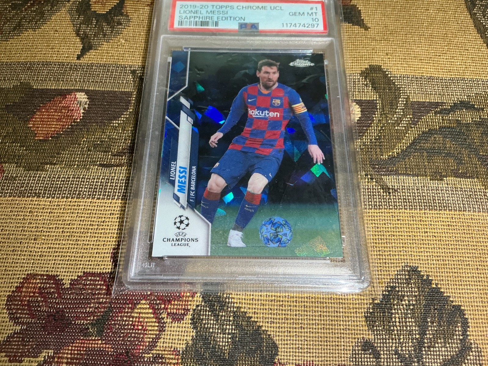 2019-20 Topps Chrome UCL Sapphire Edition Lionel Messi #1 PSA 10 GEM MT view 12