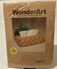 WonderArt Plastic Canvas Tissue Box Cover Kit #6003 “Diamonds” New
