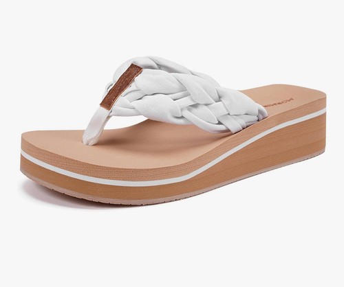 MORMIRAC Braided Arch Support Flip Flop Sandal Size 9 White Cushion Beach Thong
