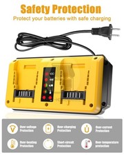 90W Fast Charger for DeWalt 20V Battery Charger Dual Port DCB207 DCB206 DCB204