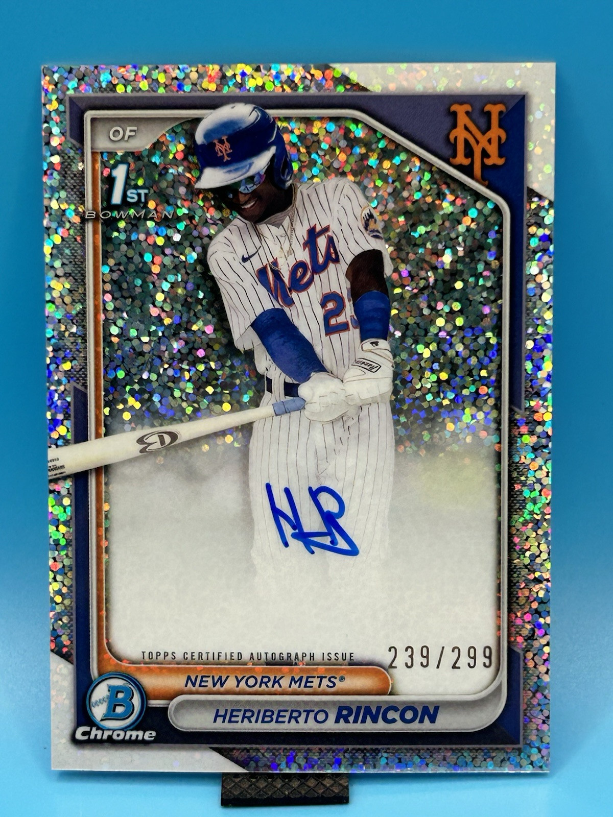 2024 Bowman Chrome Prospect Auto #CPA-HR Heriberto Rincon Speckle Refractor /299