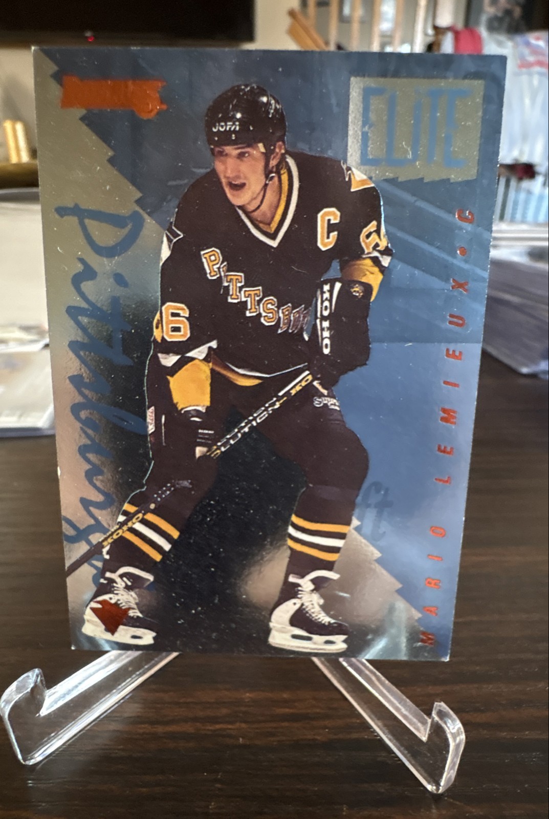 1995-96 Hockey Donruss - Elite Series Mario Lemieux #3057/10000 Pitts Penguins