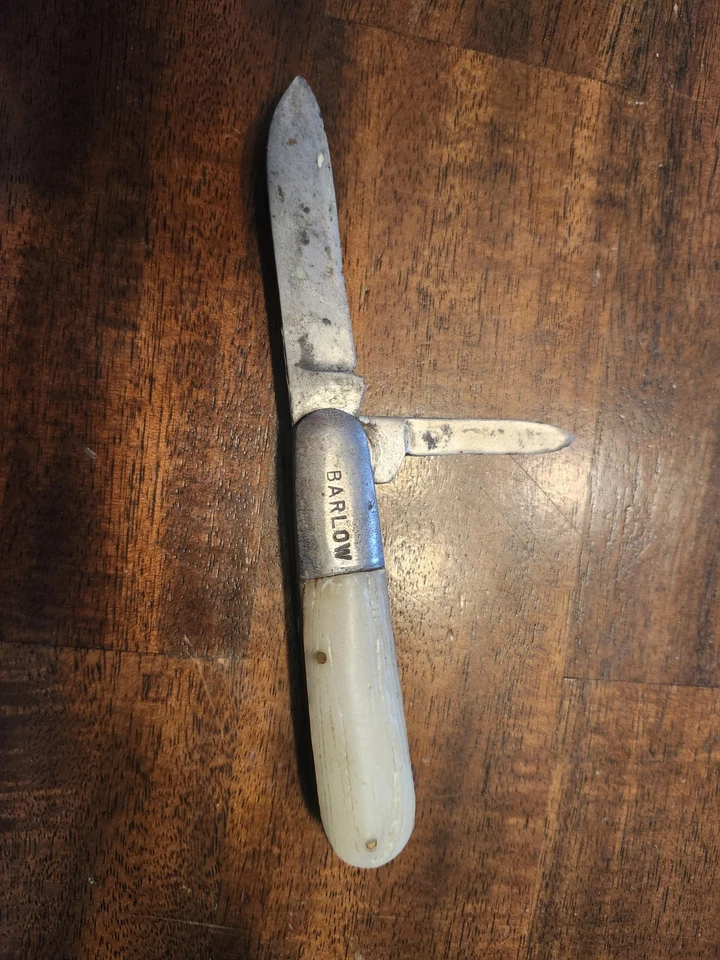 Faca de bolso Barlow White Handle Kutmaster 2 lâminas vintage - Imagem 4 de 4