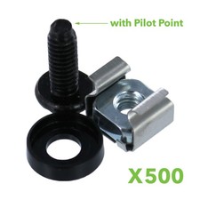 M5 Cage Nuts  Screws for Server Shelves Cabinets - 500 Pk Rack Mount