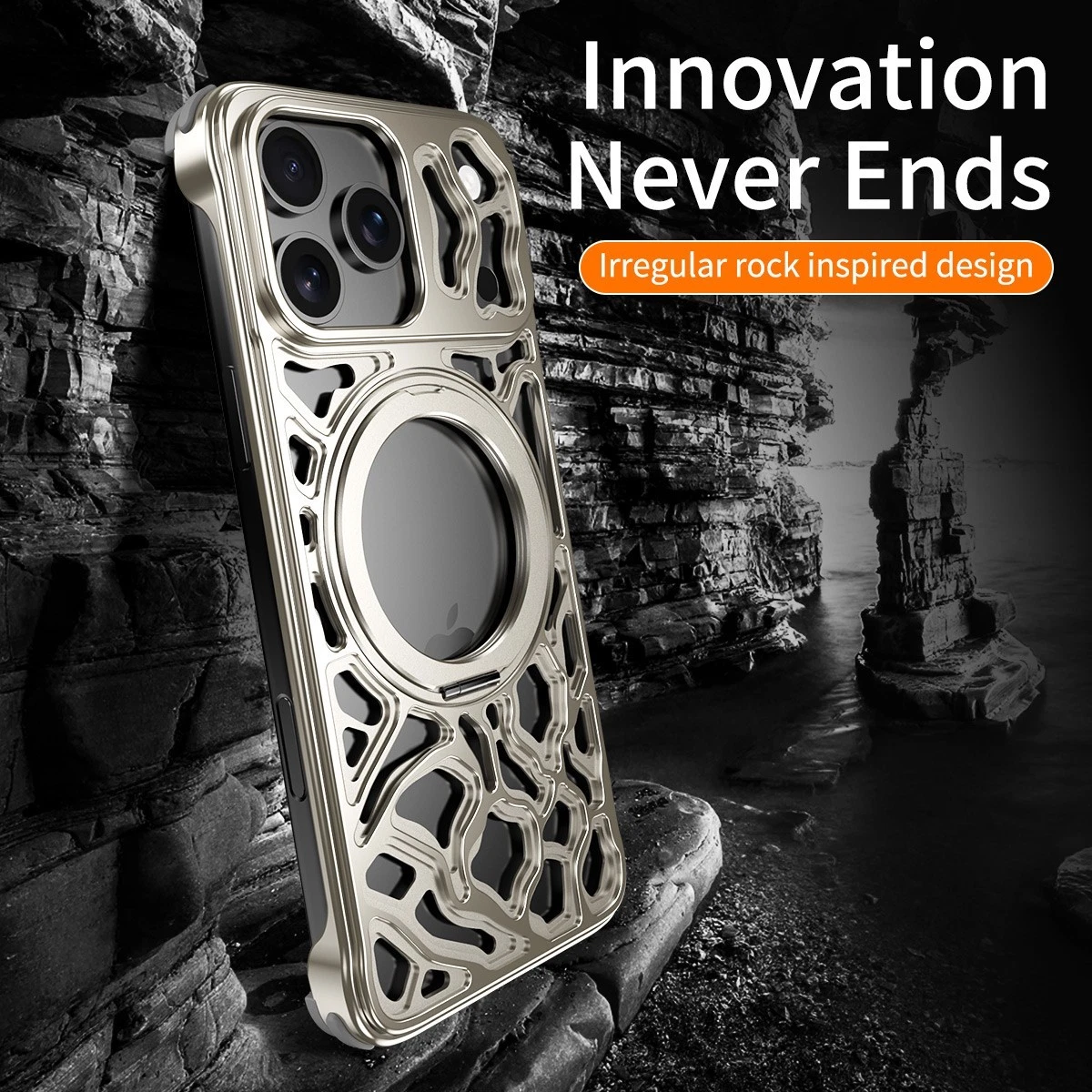 磁性金属无框防震可支撑手机壳 适合 iPhone 17 16 15 Pro Max - 第 2 张/共 20 张