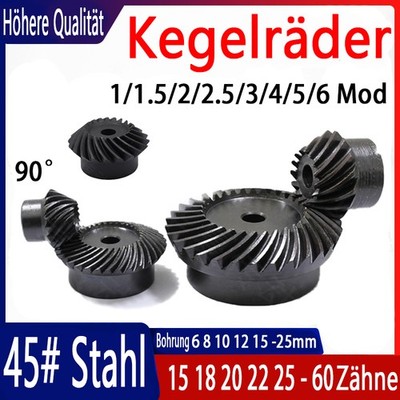 1 Satz 1/1.5/2/2.5/3/4/5/6 Mod Kegelräder aus 45 Stahl Kegelräder 90° Kegelräder