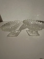 Westmoreland Salt Cellars Hobnail Pattern Saw Tooth Edge Vintage Set of 2