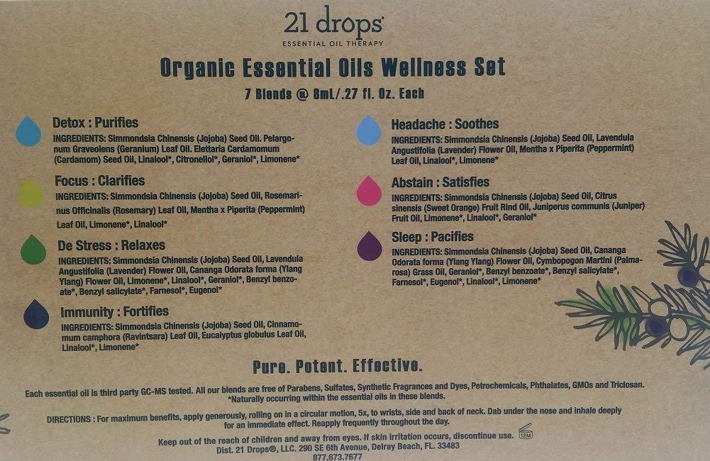 21 Drops Organic Essential Oils Wellness Set | eBay