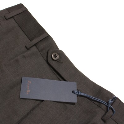 Zanella NWT Dress Pants Size 33 US Devon In Solid Brown 100% Wool