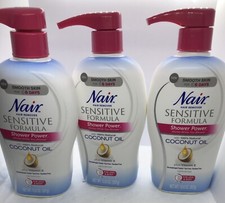  3 Nair Hair Remover Sensitive Formula Shower Power Coconut Oil  Vitamin E