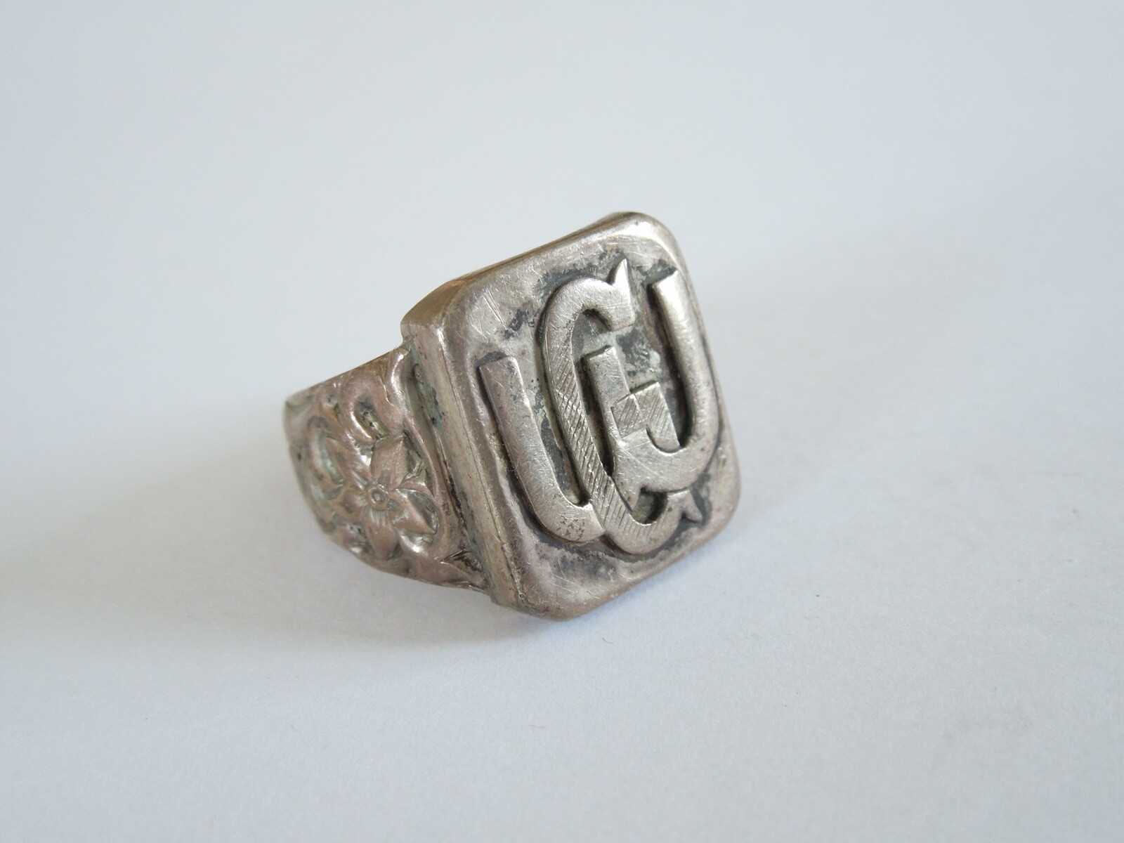 Monogram G Vintage 800 Silver Signet Ring H.Leubecker Monogram GW/WG 8,6 g Ring ...