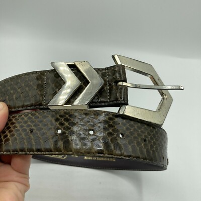 VTG The Ritz Genuine Snake Skin Belt Arrow Buckle Sterling Silver Plate  Fits XS