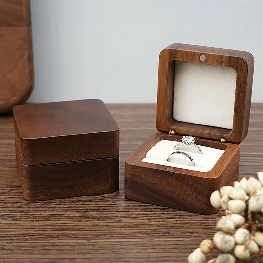 Solid Walnut Square Wooden Ring Box | Rustic & Main – Rustic and Main