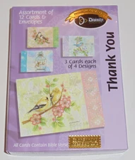 BOX 12 Christian THANK YOU Greeting Cards, Inspirational Verse & Bible Scripture