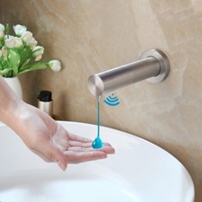 500ML Wall Mount Bathroom Sink Brushed Automatic Sensor Soap Dispenser Tap 