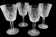 4 Waterford Lismore Crystal Claret Wine Glasses Clear 5-7/8" Holds 6 Oz