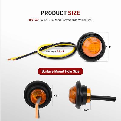 2X Amber Red LED Side Marker Dual Face Turn Signal Lamp Truck Trailer