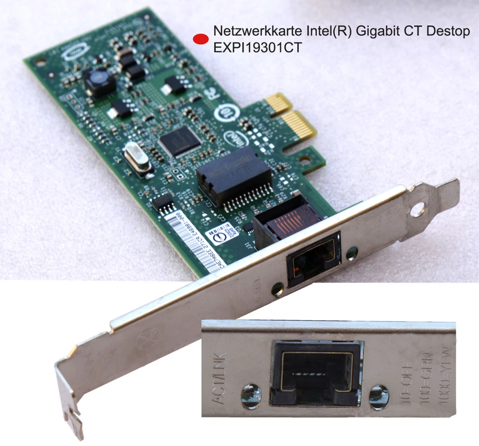 INTEL GIGABIT CT DESKTOP ADAPTER EXPI9301CT PCIe 893646 1 Gbit/s LOW FULL MM19 - Bild 2 von 3