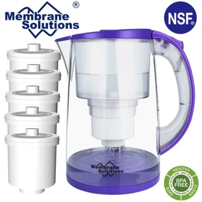 MEMBRANE SOLUTIONS Large 3.5L/10 Cup Water Filter Pitcher Jug TDS Sediment 4-Stage Filter Cartridge
