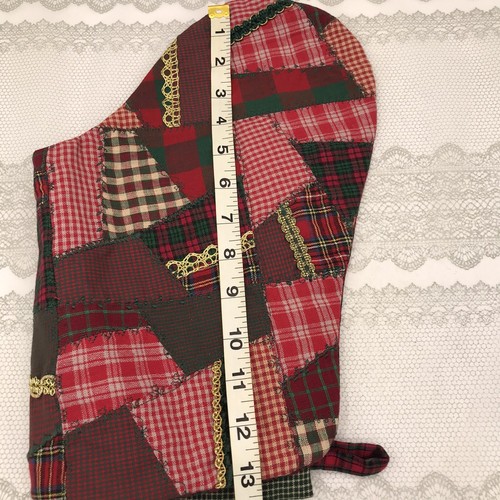 Vtg Christmas Quilted Stockings Large 2pc Set Plaid Back - Picture 7 of 7