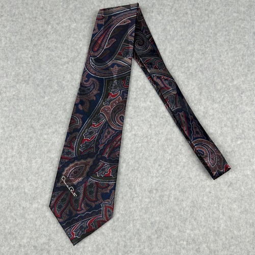 Vintage OSCAR DE LA RENTA Mens Necktie Bold Watercolor Paisley MADE IN USA Silk - Picture 2 of 7