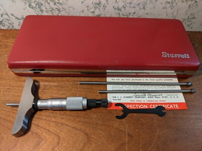 STARRETT 0-3 Inch DEPTH MICROMETER SET NO 445 - MADE in USA