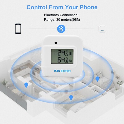 Inkbird Bluetooth Temperatur Feuchtigkeit Data Logger Record Sonde Probe C/F APP