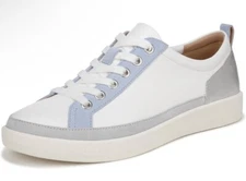 Vionic Oxford Sneakers Womens 5 Winny White Silver Blue Nappa Leather New