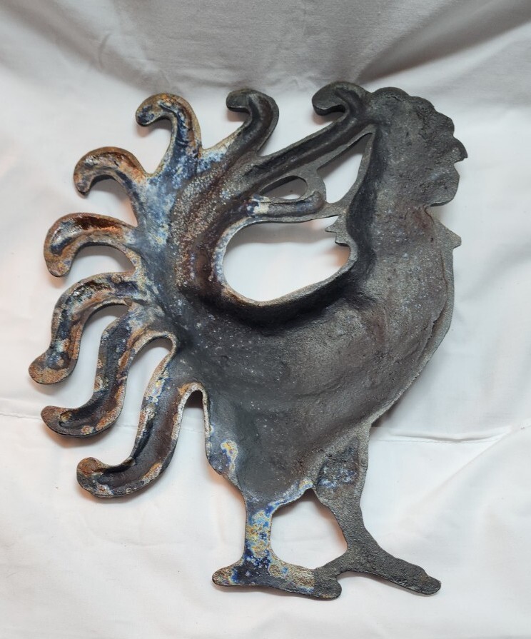2 Vintage Cast Iron Roosters Wall Hangings eBay