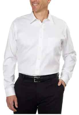 Kirkland Signature Men's Tailored Fit Dress Shirt, White, Size 18-35 | eBay
