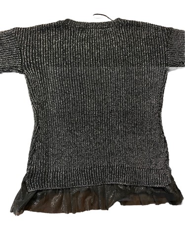 NWT Pink Republic Girls Medium 10/12 Black Metallic Sweater With Lace Bottom - Picture 8 of 14