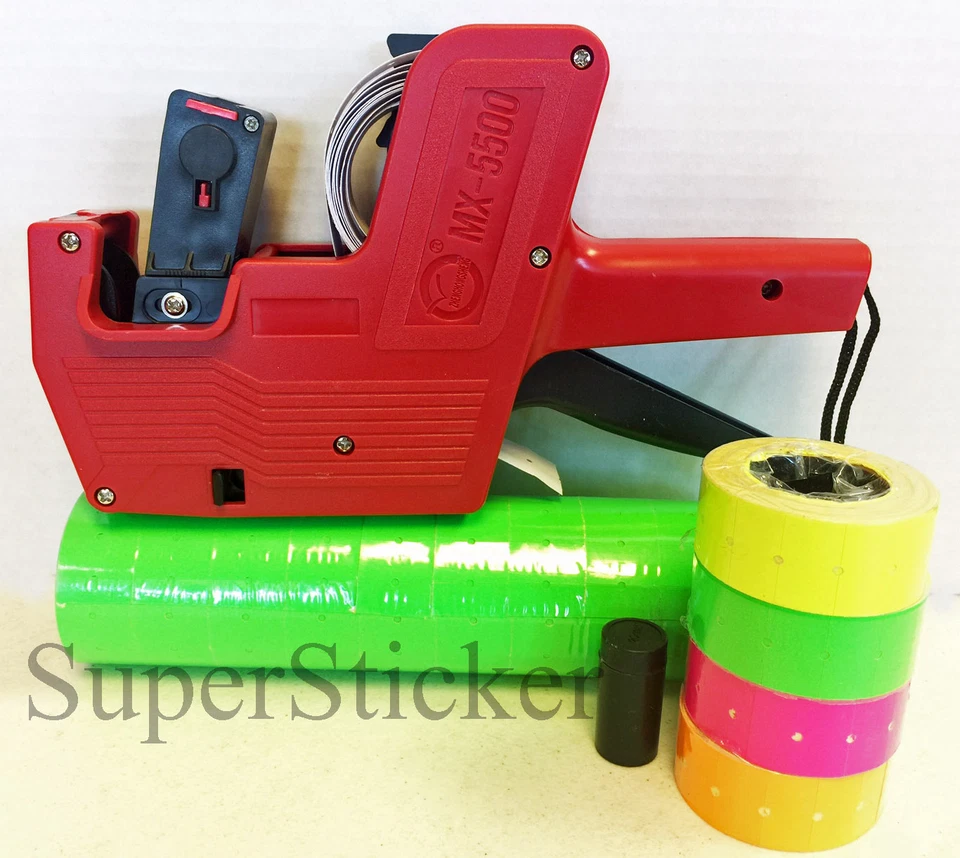 IAMLABELS.COM MX-5500 8 Digits Price Tag Gun Labeler Labeller + 5000 Green labels + free gift