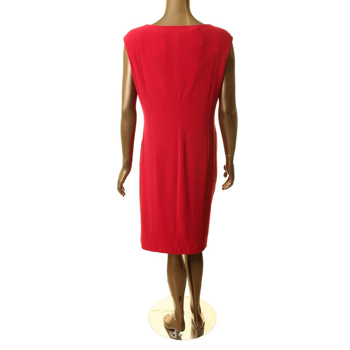 ANNE KLEIN NEW Women's Red Side Twist Knee-length Cocktail Sheath Dress L TEDO