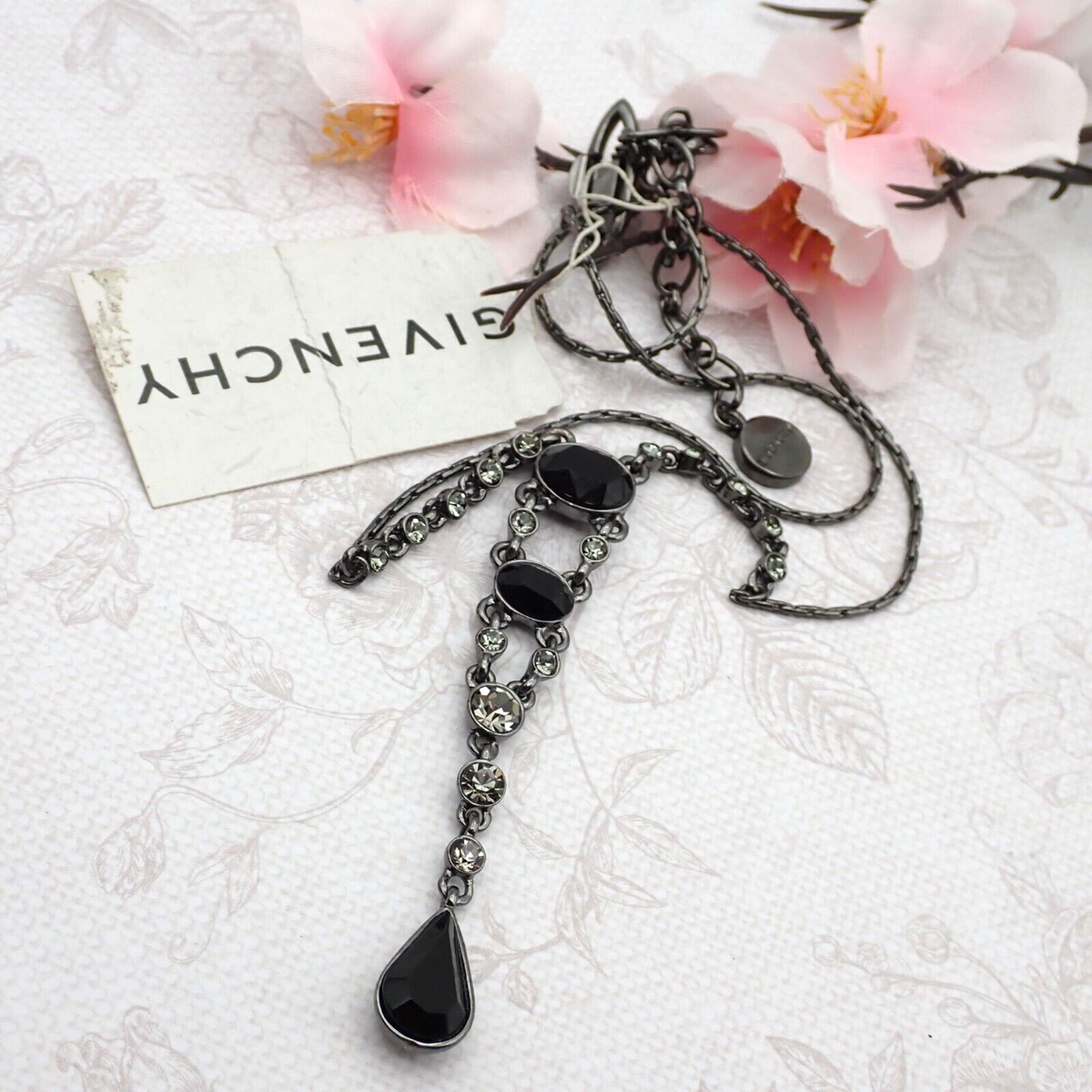 Givenchy Black Crystal Teardrop Japanned 18