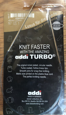 Addi Skacel Turbo Circular Knitting Needle 16  US 1 Nickel Plated