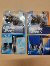 NEW Gillette Blue 3 /blue3 ice Disposable Razor, 3 Count - (2 packs=6 razors.)