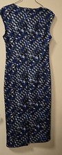 M &S Speziale Round Neck Geometric Print Pencil Midi Sleeveless Stretch Dress 12