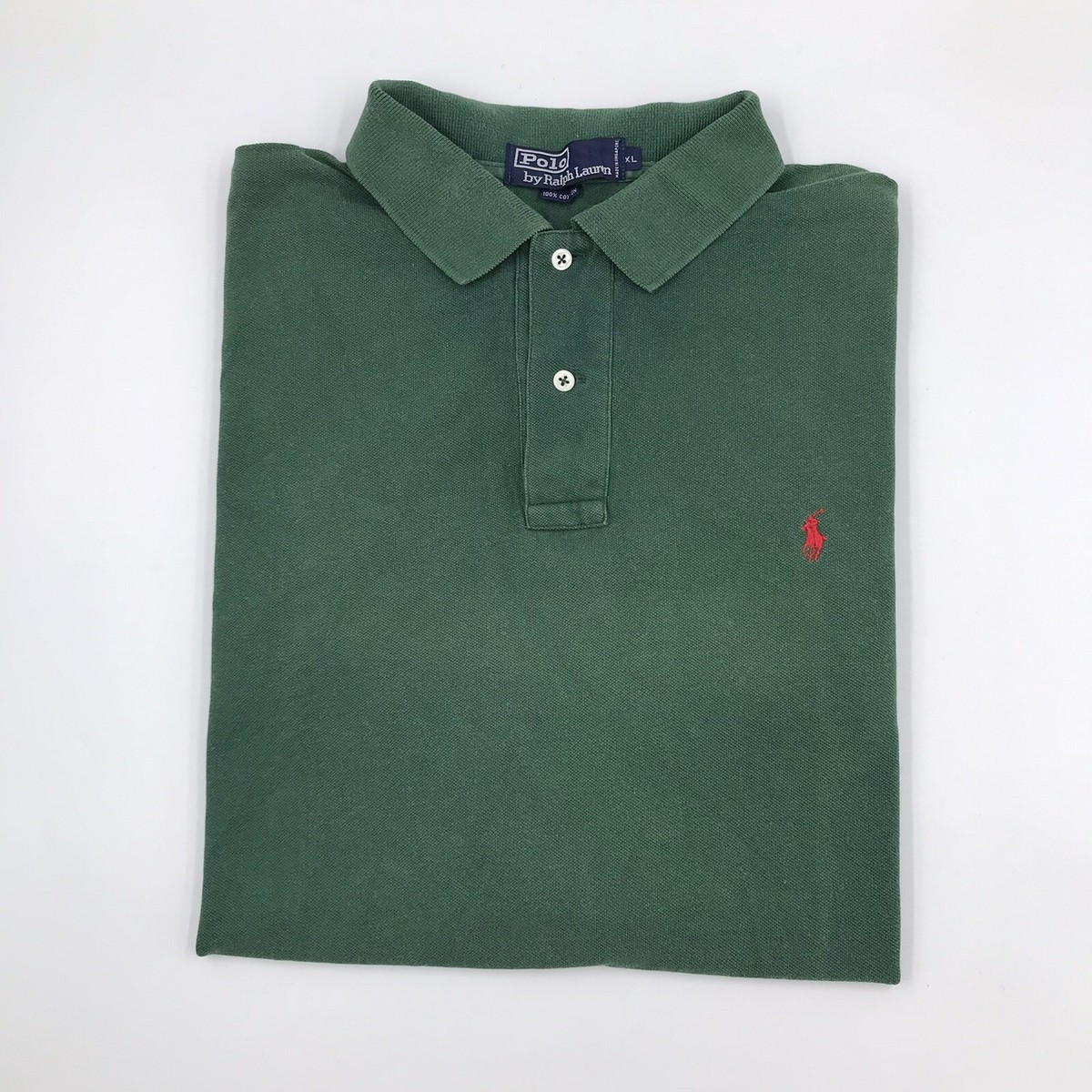 Polo Ralph Lauren Green Polo Shirt Men's Size XL 90s Vintage