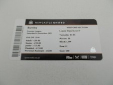 TICKET   Newcastle  United  v Burnley   21/22  PREMIER LEAGUE