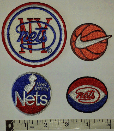 4 VINTAGE BROOKLYN NETZE NBA BASKETBALL NEU TRIKOT WAPPEN EMBLEM AUFNÄHER SET