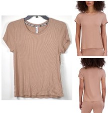 Steve Madden Ribbed Sleep Tee Top Lounge Choose XL Brown Praline Beige