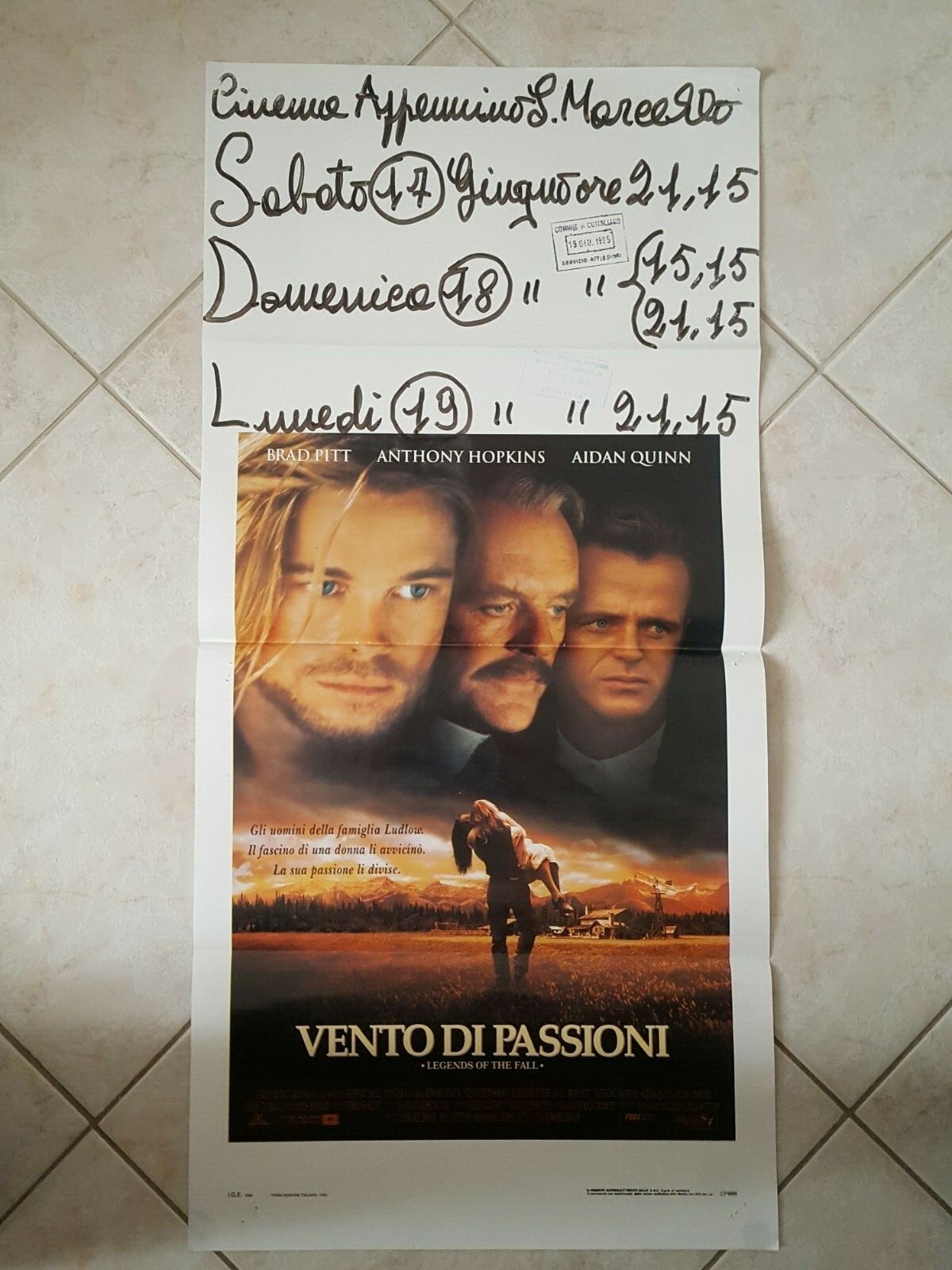 Locandina originale film Vento di passioni (1994) - Regia di Edward Zwick