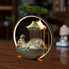 Indoor Fountain Electric Led Waterfall Fountain With Atomizer Desk Ornament