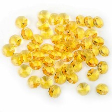 50pcs Yellow Crystal Faceted Octagon Glass Beads Chandelier Lamp Part Decor 14mm
