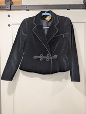 VTG Oscar de la Renta Black Velvet Short Bolero Jacket 8 Corded Frog Toggle 