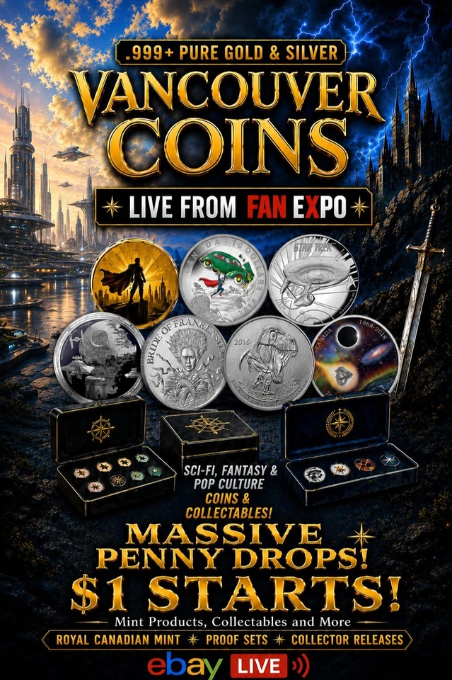 VANCOUVER COINS LIVE FROM FAN EXPO • $1 STARTS • MINT PRODUCTS • BULLION 