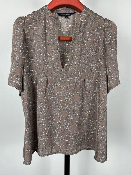 Women French Connection Shirt Brown Silk 34